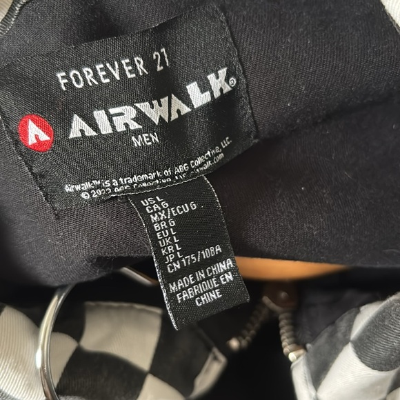 AIRWALK FullZip Forever 21 Collaboration Black Patches Checkered Collar Men's L - Picture 6 of 7